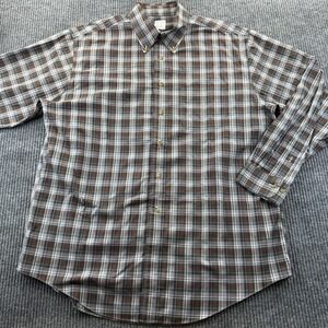 Brooks‎ Brothers Shirt Mens Large Brown Green Plaid Button Down Non Iron